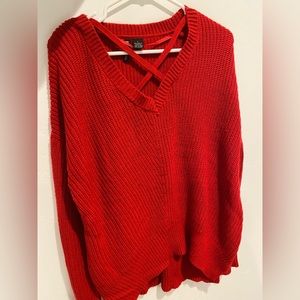 Red knitted sweater